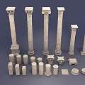 Classical Architectural Columns Collection With Various Styles Capitals And Bases