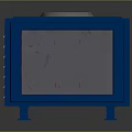 Blue Industrial Equipment Cabinet With Circular Control Panel On Top Side Interface Slots And Indicators 3d model