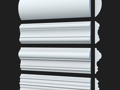 White Decorative Mouldings with Various Design Profiles for Interior Decoration 3d model