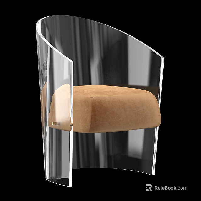 Transparent Acrylic Single Sofa With Beige Cushion And Modern Design 3d model 