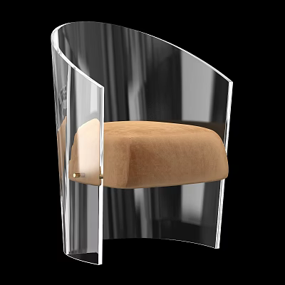 Transparent Acrylic Single Sofa With Beige Cushion And Modern Design 3d model