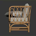 Rattan Sofa With Brown Frame Light Gray Cushions And Pillow Design