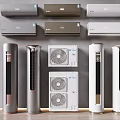 Modern Wall Mounted and Standing Air Conditioner Fan Units in Gray White and Gold Styles