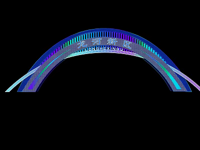 Colorful Royal Park Arch Structure With Blue Purple Green Gradient Design 3d model