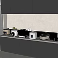 Modern Kitchen Interior With White Countertop And Grey Cabinets Displaying Various Appliances 3d model