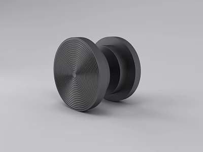 Round Black Textured Handle with Modern Circular Pattern for Furniture Cabinet Doors 3d model