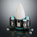 Futuristic Rocket Model With White Conical Top Black Structure And Blue Lights 3d model