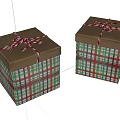 Two Decorative Gift Boxes With Red Green White Plaid Pattern And Ribbon Bow