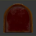 Wooden Chair With Curved Armrests Red Upholstered Seat And Rivet Details Square Legs Design