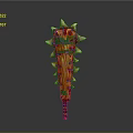 Vibrant Colored Spiked Weapon Design With Orange Red Green Patterns And Decorative Stripes