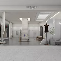 Modern Minimalist Clothing Store Interior With Mannequins Hanging Racks And Green Plants