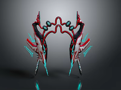 Modern Symmetric Household Decor Item With Red Blue Accents And Futuristic Style 3d model
