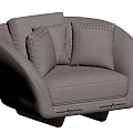 Elegant Light Grey Single Seater Sofa With Studded Cushions And Dark Legs