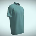 Light Green Short Sleeve Collared Polo Shirt With Buttoned Front Design 3d model