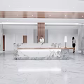 Modern Front Desk Reception Area With Marble Counter And Ceiling Lights 3d model