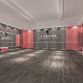 School Display Area Interior Design With Pink Walls Cabinets And Reception Desk