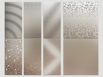 Various Textured Wall Panels With Different Patterned Designs In Light Tones 3d model