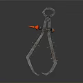 Mechanical Metal Clamp With Spiked Jaws Ring Handle And Red Components