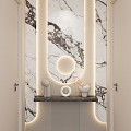 Cream Simple Wind Suspension Shape Curved Light Strip Corridor End View Entrance 3d model