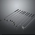 Multiple Golf Clubs Neatly Arranged With Golf Ball On Dark Reflective Background