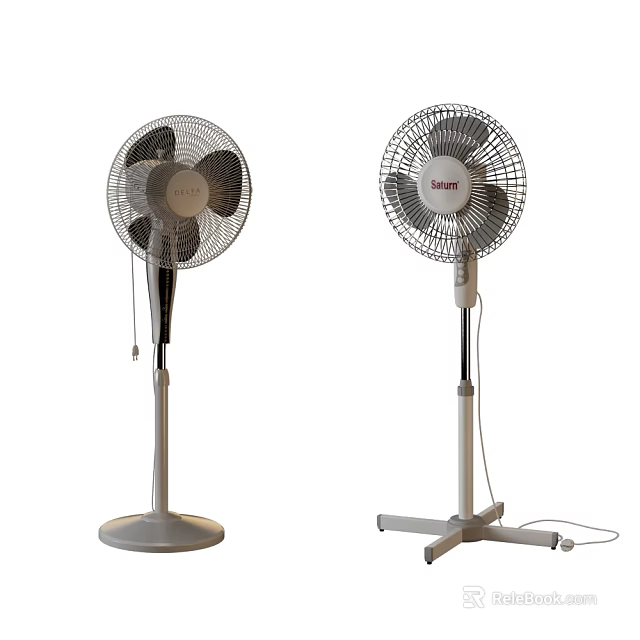 Two Standing Air Cooler Fans TOTO and KDK Modern Design with Adjustable Stands 3d model 