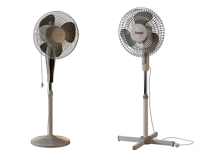 Two Standing Air Cooler Fans TOTO and KDK Modern Design with Adjustable Stands 3d model