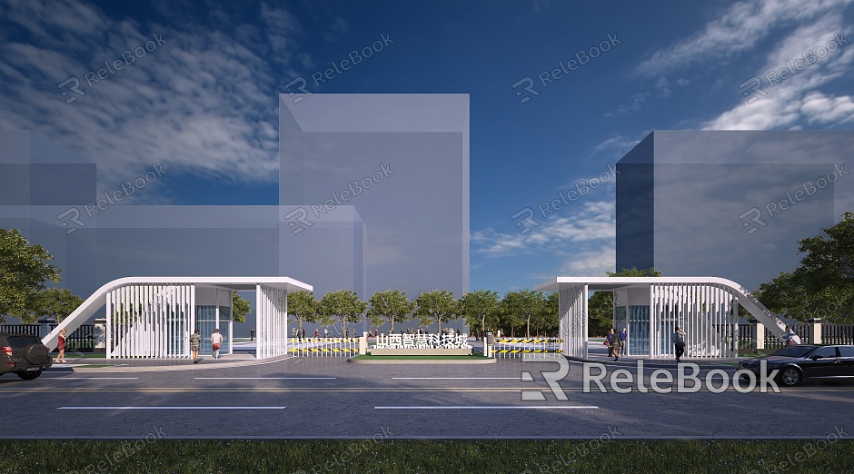 Modern Gate Industrial Park Entrance Gate model