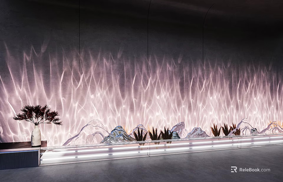 Modern Interior Water Ripple Lights with Wall Decor and LED Illumination 3d model 