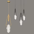 Modern Minimalist Chandeliers With Gold Black Metal Frames And Transparent Stone Shades
