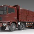 Red Heavy Duty Truck with Open Cargo Bed for Commercial Transport Use