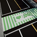 Garden Landscape With Green And White Striped Pavement Heart Design Su Di Themed