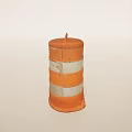 Orange Cylindrical Traffic Barrel with Silver Reflective Stripes on White Background 3d model