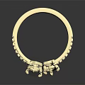 Stylish Fashion Accessory Gold Ring With Two Black Gemstones And Small Diamonds