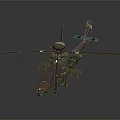 Military Green Attack Helicopter With Main Rotor Tail Rotor Weapon Mounts And Cockpit Windows