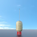 Traditional Chinese Bamboo Woven Cylindrical Lantern With Red Tassels For Home Decoration
