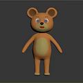 Cute Orange Cartoon Bear Character with Yellow Belly 3D Model for Game Animation