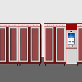 Red Smart Storage Lockers With Multiple Doors And Digital Screen Interface 3d model