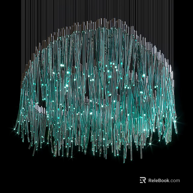Elegant Crystal Chandelier With Green Strands And Sparkling Illumination 3d model 