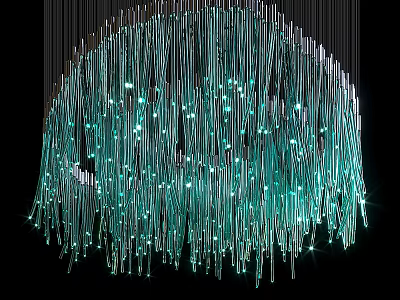 Elegant Crystal Chandelier With Green Strands And Sparkling Illumination 3d model