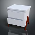 Minimalist White Bedside Table With Two Drawers And Wooden Legs Design