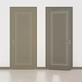 Modern Interior Hinged Doors With Gray Wooden Finish And Metal Handles And Frame