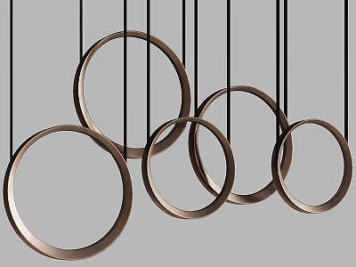 Modern Metallic Circular Ring Chandelier With Black Hanging Wires And Minimalist Design 3d model