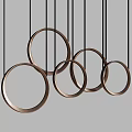 Modern Metallic Circular Ring Chandelier With Black Hanging Wires And Minimalist Design