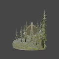 Wooden Mountain Cabin With Deck Blue Sports Car And Pine Tree Surroundings