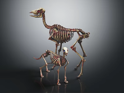 Animal Organ Structure Display With Large And Small Skeleton Models Anatomical Features 3d model