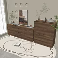 Modern Entryway Interior With Wooden Console And Side Cabinets Decorative Plants