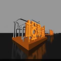 Geyijia Orange 3D Text Sign With Metal Structure On Blue Sky White Clouds