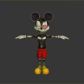 Game Movie Character With Stretched Arms Large Black Ears Red Shorts Yellow Shoes