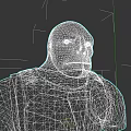 Muscular Gray Skinned Game Movie Character With Red Black Vest And Orange Eyes