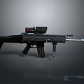 Modern Black Tactical Rifle With Red Dot Scope Barrel Grip And Magazine Design